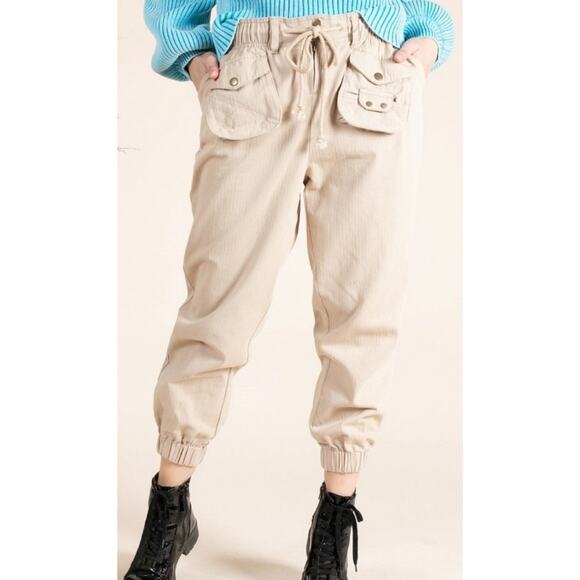 Blue velvet Berlin NWT Small Cargo jogger Beige Khaki 100% Cotton - Picture 5 of 14